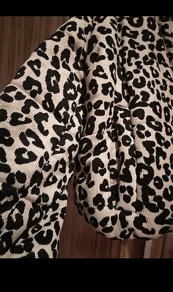 m Beden Leopar kadife mont