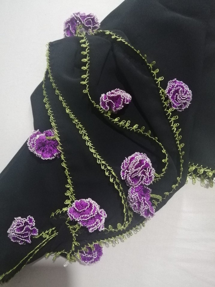 Mor Boncuklu Gotik Kadın Şal - Görsel 2