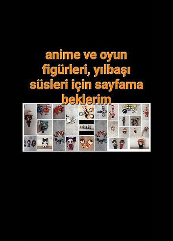 anime ve oyun figürleri, yılbaşı süsleri