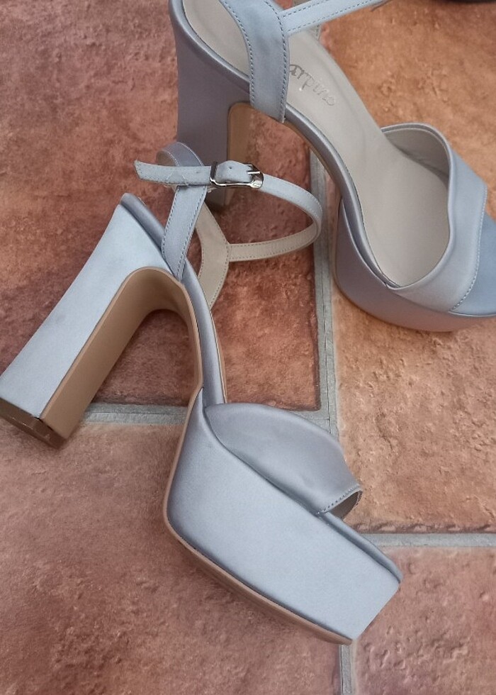 Gri platform abiye ayakkabı - Görsel 3
