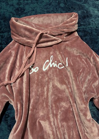 Kadife Kapüşonlu Kadın Sweatshirt - Görsel 2