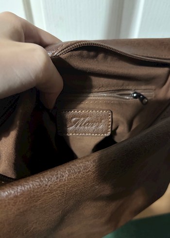 Kahverengi Deri Kadın Omuz Çantası - Görsel 2