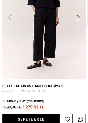 Pileli Siyah Gabardin Kadın Pantolon Manuka