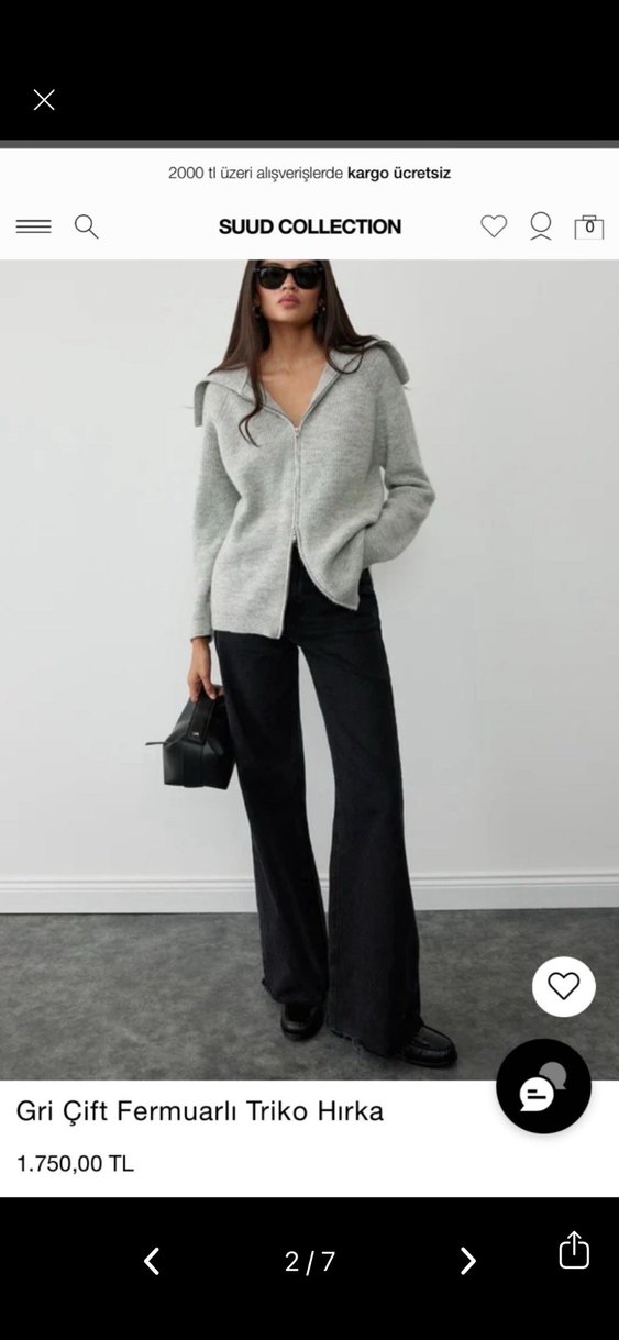 Gri Yarım Fermuarlı Kadın Triko Hırka - Görsel 2
