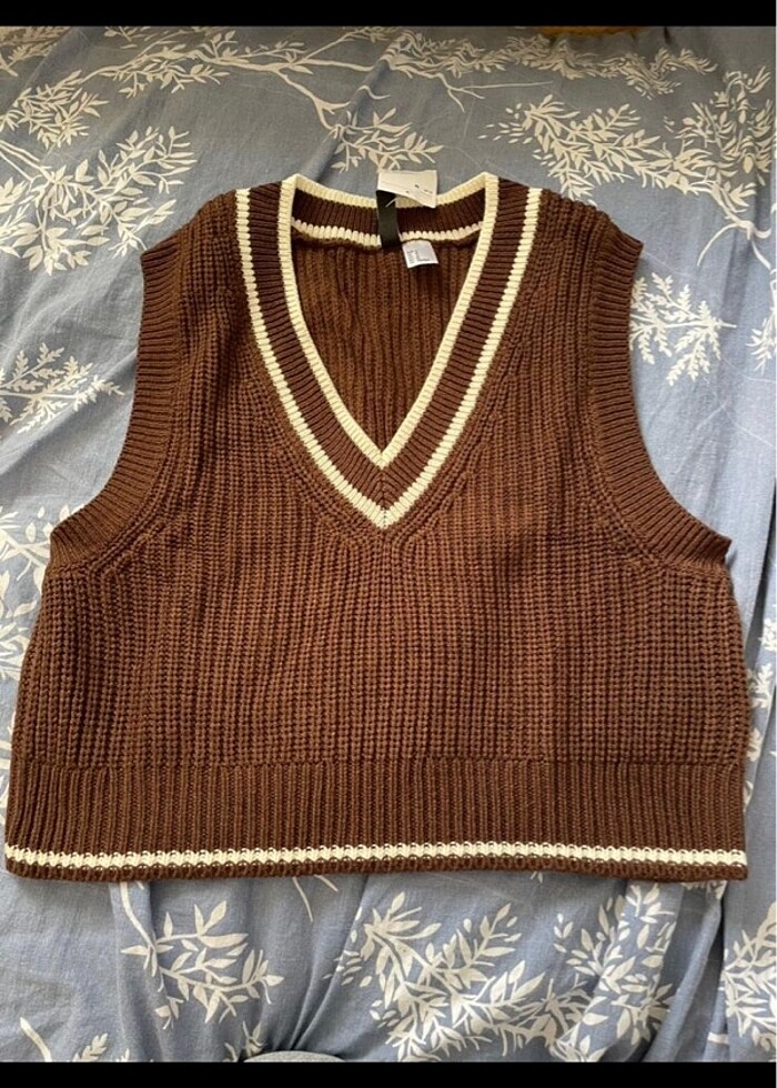 Kahverengi crop süveter - Görsel 2