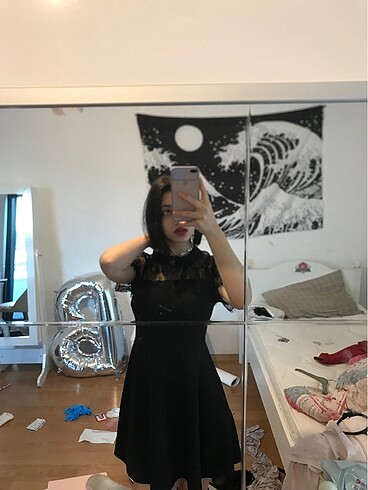 s Beden Goth siyah elbise