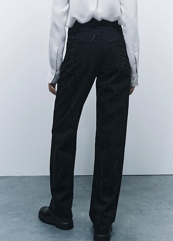 xs Beden Taşlı denim pantolon