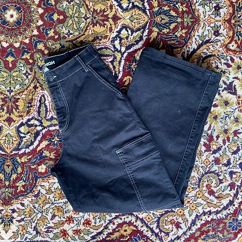 Sohigh beyaz dikişli siyah baggy pantolon