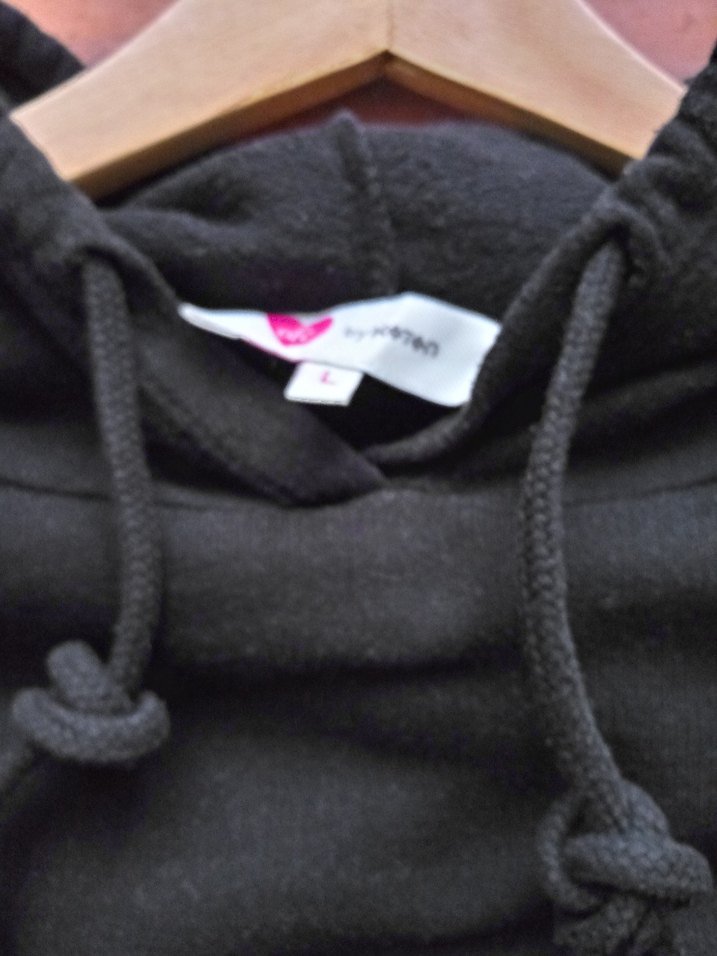 Siyah Kapüşonlu Uzun Kollu Crop (kısa) Sweatshirt - Görsel 3