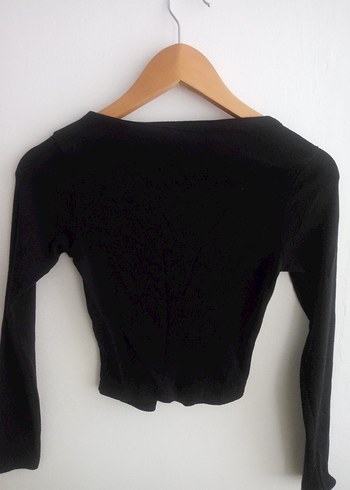 Addax Siyah Düğmeli Uzun Kollu Tişört - Görsel 2