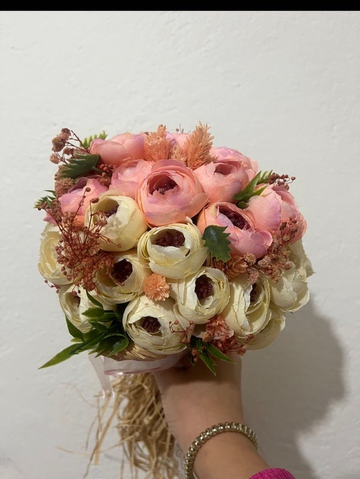 Dantel Detaylı Pembe Bohem Gelin Çiçeği - Görsel 2