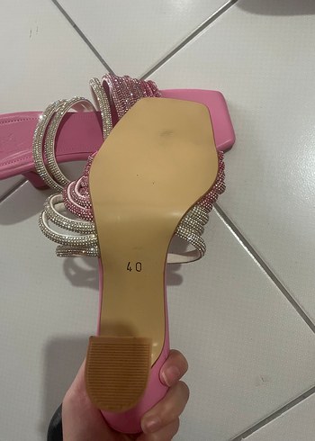 Zara Pembe Parlak Taşlı Stiletto Kadın Abiye Ayakkabı