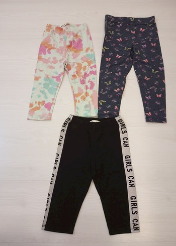 Kızlar için Çok Renkli Bağlama Desenli Pamuklu Tayt - Görsel 3