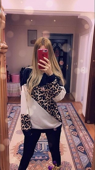 leopar detay bluz