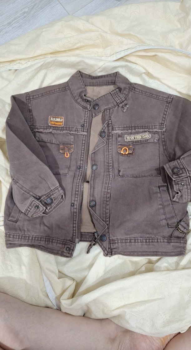 Erkek Çocuk kahve Denim Ceket Düğmeli - Görsel 2