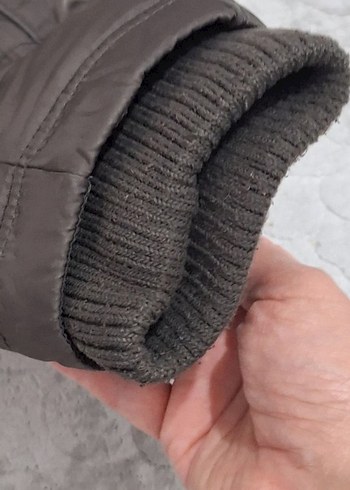 Kürk Detaylı Uzun Gri Kadın Kışlık Mont - Görsel 7