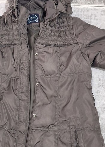 Kürk Detaylı Uzun Gri Kadın Kışlık Mont - Görsel 8