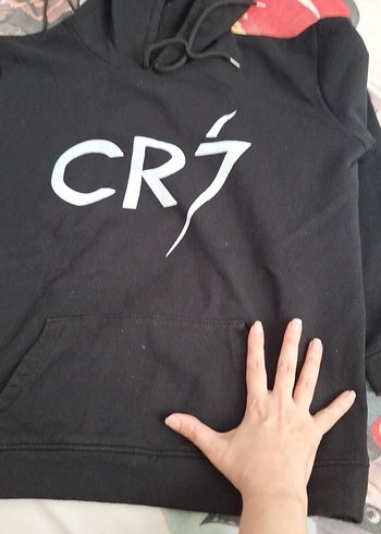 CR7 Baskılı Siyah Kapüşonlu Sweatshirt - Görsel 4