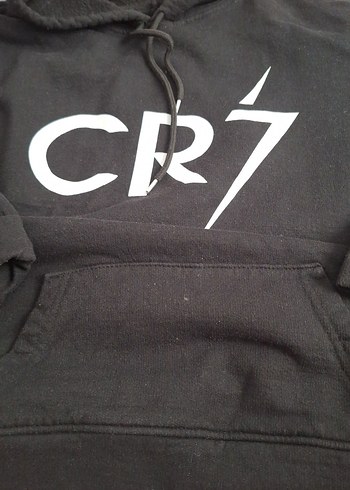 CR7 Baskılı Siyah Kapüşonlu Sweatshirt - Görsel 3