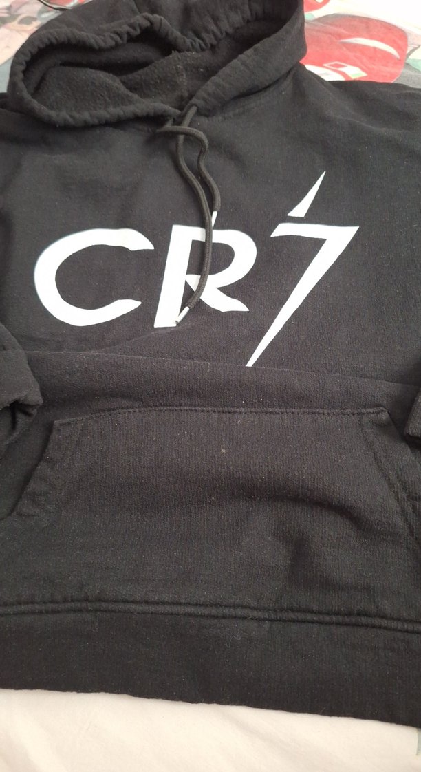 CR7 Baskılı Siyah Kapüşonlu Sweatshirt - Görsel 3