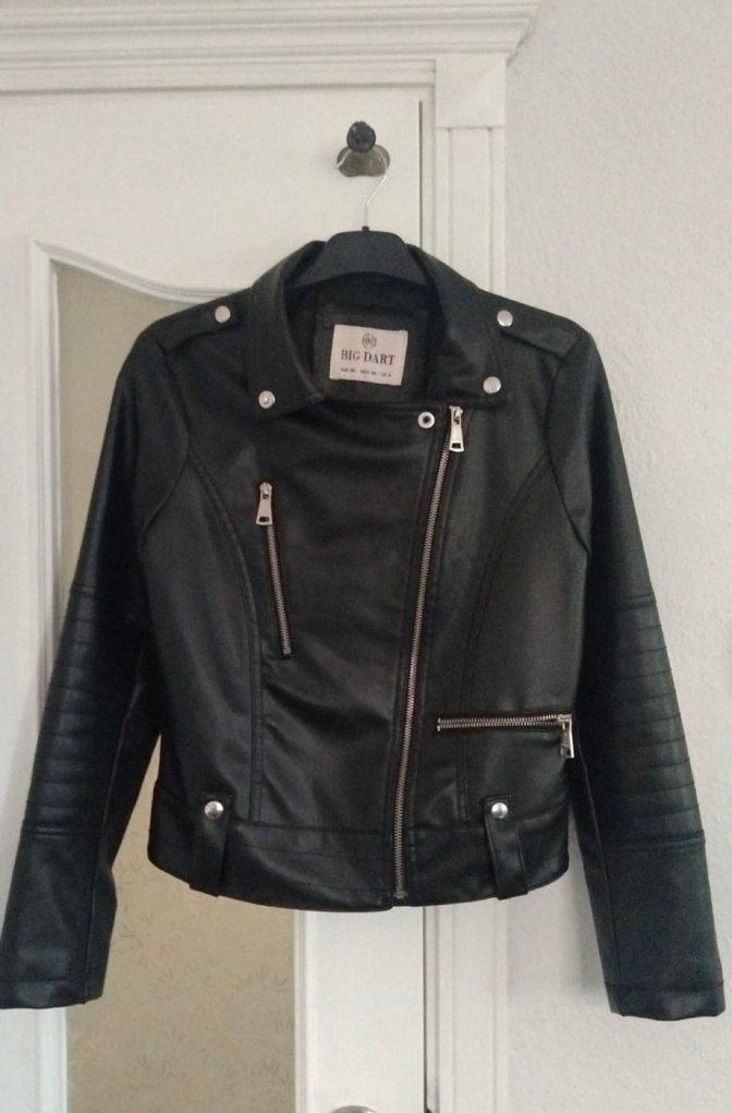 Siyah Deri Biker Ceket bigdart - Görsel 3