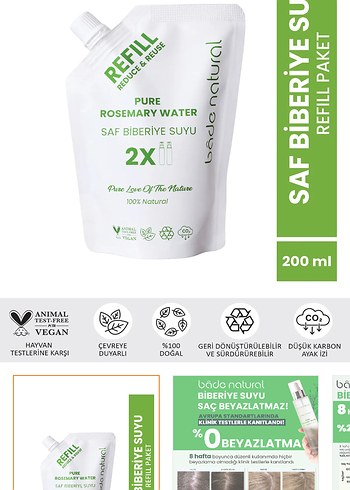 Bade natural Saf Biberiye Suyu 400 ml Refill