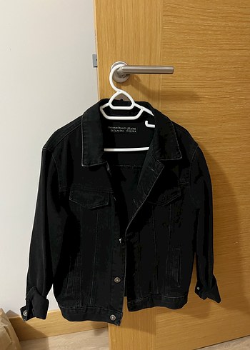 Kadın Siyah Düğmeli Denim Ceket