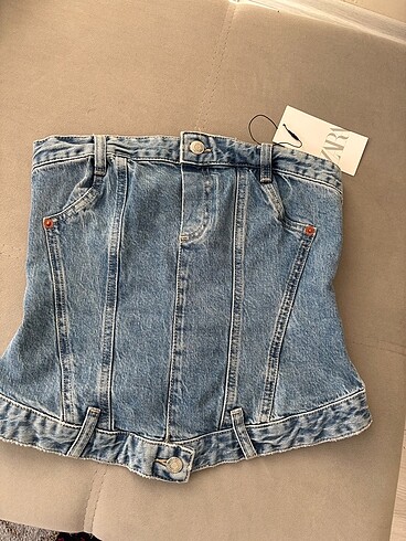 Zara denim korse top