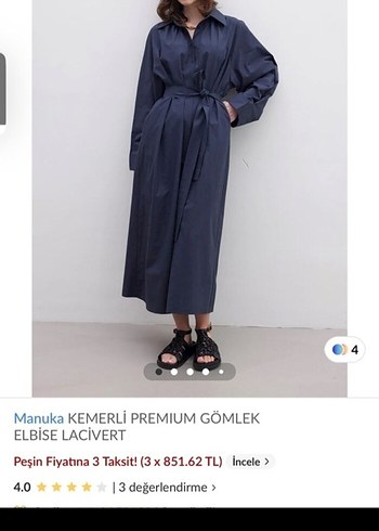 l Beden etiketli manuka lacivert gömlek elbise