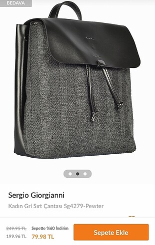 Sergio Giorgiani Platin/gri-sırt/omuz çantası