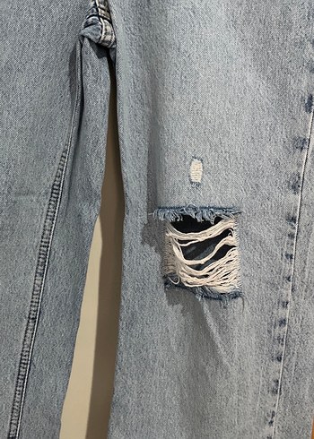 Trendyol & Milla Kadın Gri Mavi Bol Kesim Midi Denim Pantolon