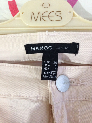 36 Beden Mango Toz Pembe Paçaları ve on cepleri fermuarlı yazlık pantolon
