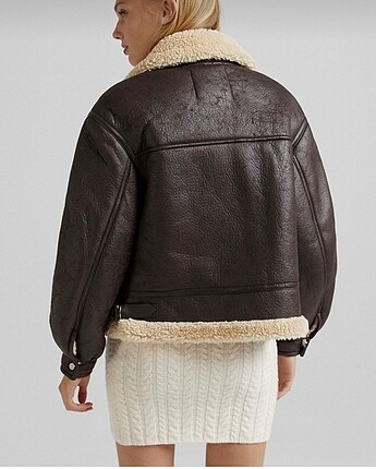 xl Beden SATILDI Bershka Suni Yünlü Biker Mont