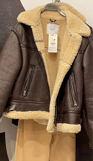 xl Beden kahverengi Renk SATILDI Bershka Suni Yünlü Biker Mont