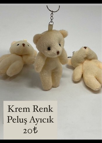 Krem Renk Peluş Ayıcık Anahtarlık