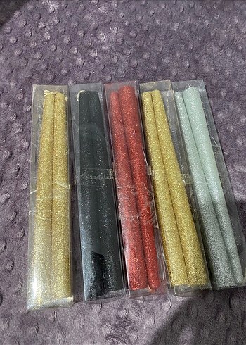 Sim kaplamalı şamdan Mum Seti
