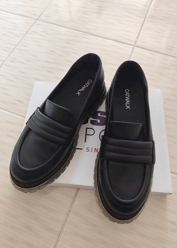 40 Beden Siyah Platform Topuklu Kadın Loafer