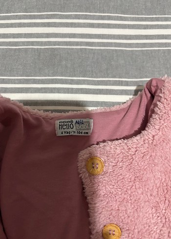 Kız Çocuk Pembe Düğmeli Polar Ceket - Görsel 5