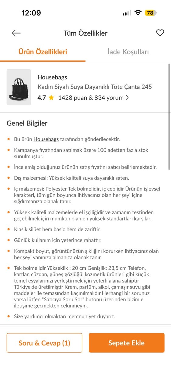 Siyah Tote Kadın Çanta - Görsel 5