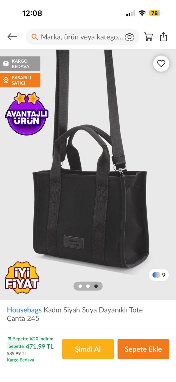 Siyah Tote Kadın Çanta - Görsel 3