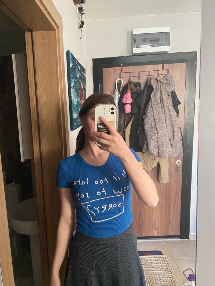 Mavi Baskılı Kısa Kollu Tişörtü - Görsel 2