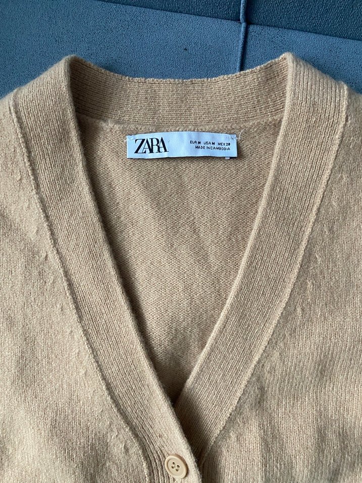 Zara Bej Düğmeli Kadın Hırka - Görsel 2