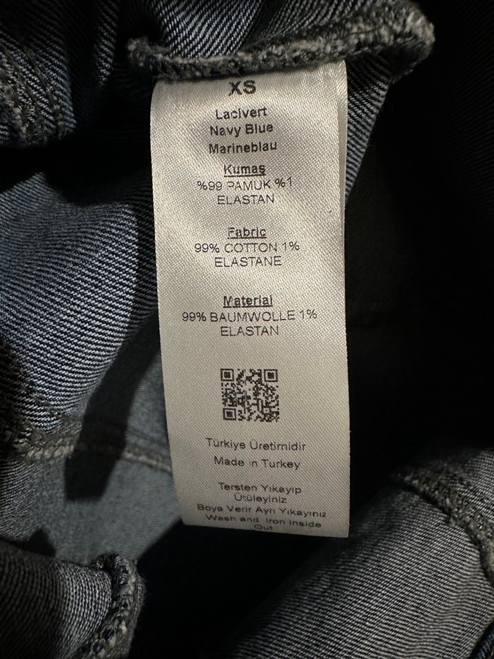 Adl Düğmeli Lacivert Kısa Kollu Denim Elbise - Görsel 4