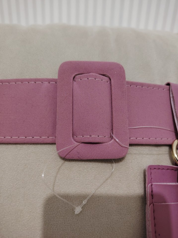 Pembe Deri Tokalı küçük çantalı Kadın Kemer - Görsel 3