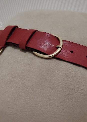 Kırmızı Deri Kadın Kemer - Görsel 3