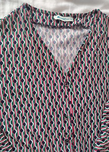 Düğmeli gömlek tarzı pijama üstü - Görsel 2