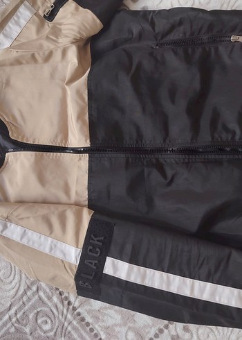 Bej Siyah Fermuarlı Günlük Mont - Görsel 5