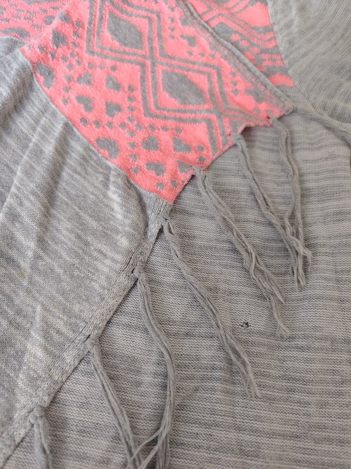 Gri Püsküllü Örgü Bohem hırka - Görsel 5