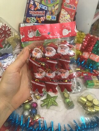 6?lı kırmızı noel baba ağaç süsü seti