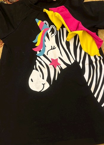 Renkli Zebra Desenli Çocuk tsirt - Görsel 2